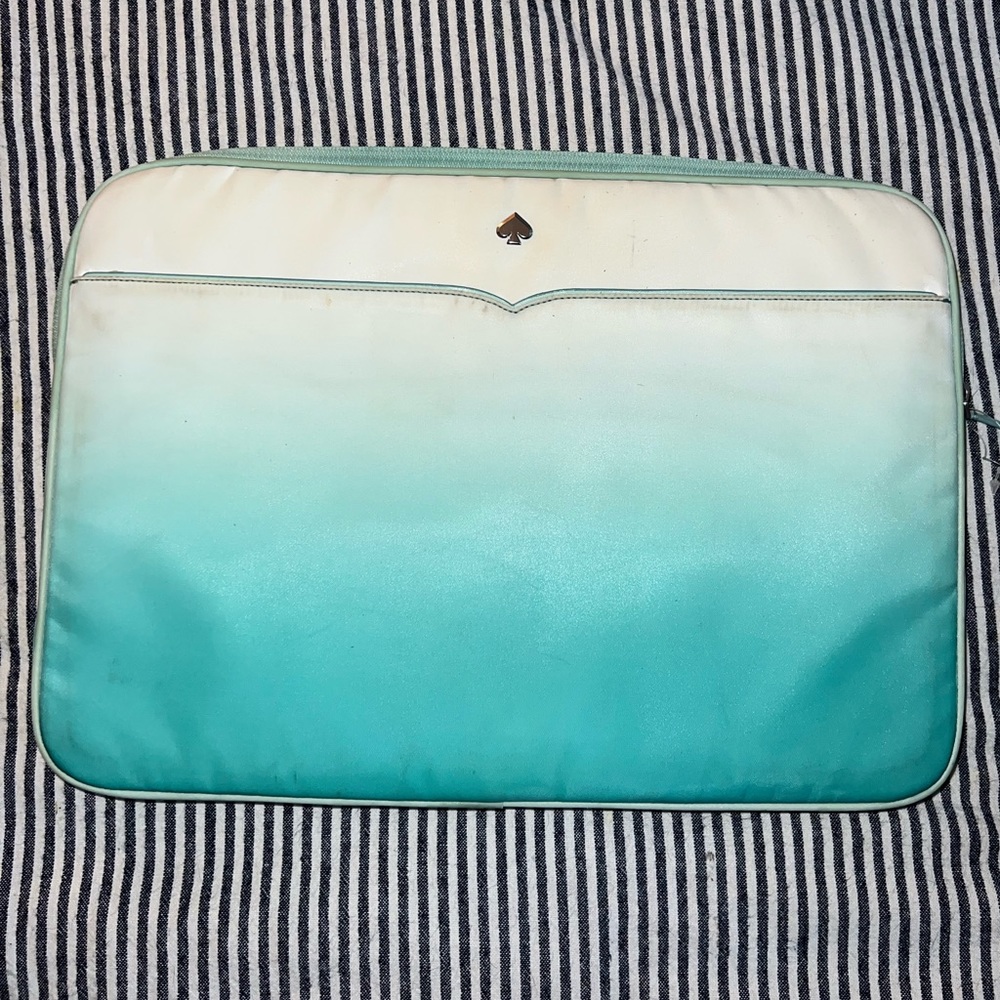 Kate Spade New York Jae Degrade Green Blue Ombré 15” Soft Laptop Sleeve Case